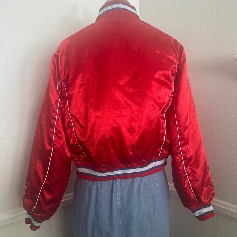 Vintage Red Satin PHILA Bomber Jacket - Picture 4 of 7